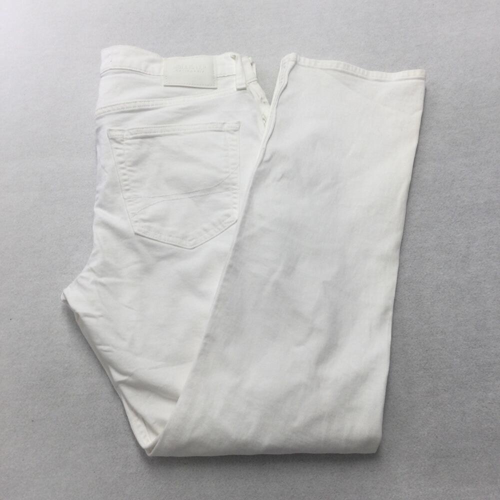 Hollister Slim Straight Jeans Mens 32x32 White Wash Denim Distressed Stretch